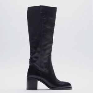 Zara Wide Heeled Leather Boots